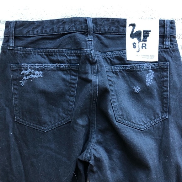 Sandrine Rose X Free People High Rise Long Shorts Distressed Black Size 27” - Picture 7 of 9